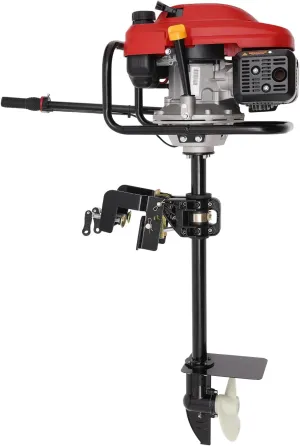 Outboard Motor, 4-Stroke Outboard Fishing Boat Motor,200cc Heavy Duty Boat Engine,with Water Cooling & CDI Ignition System Gas Powered Boat Engine for fishing, aquaculture,water sports