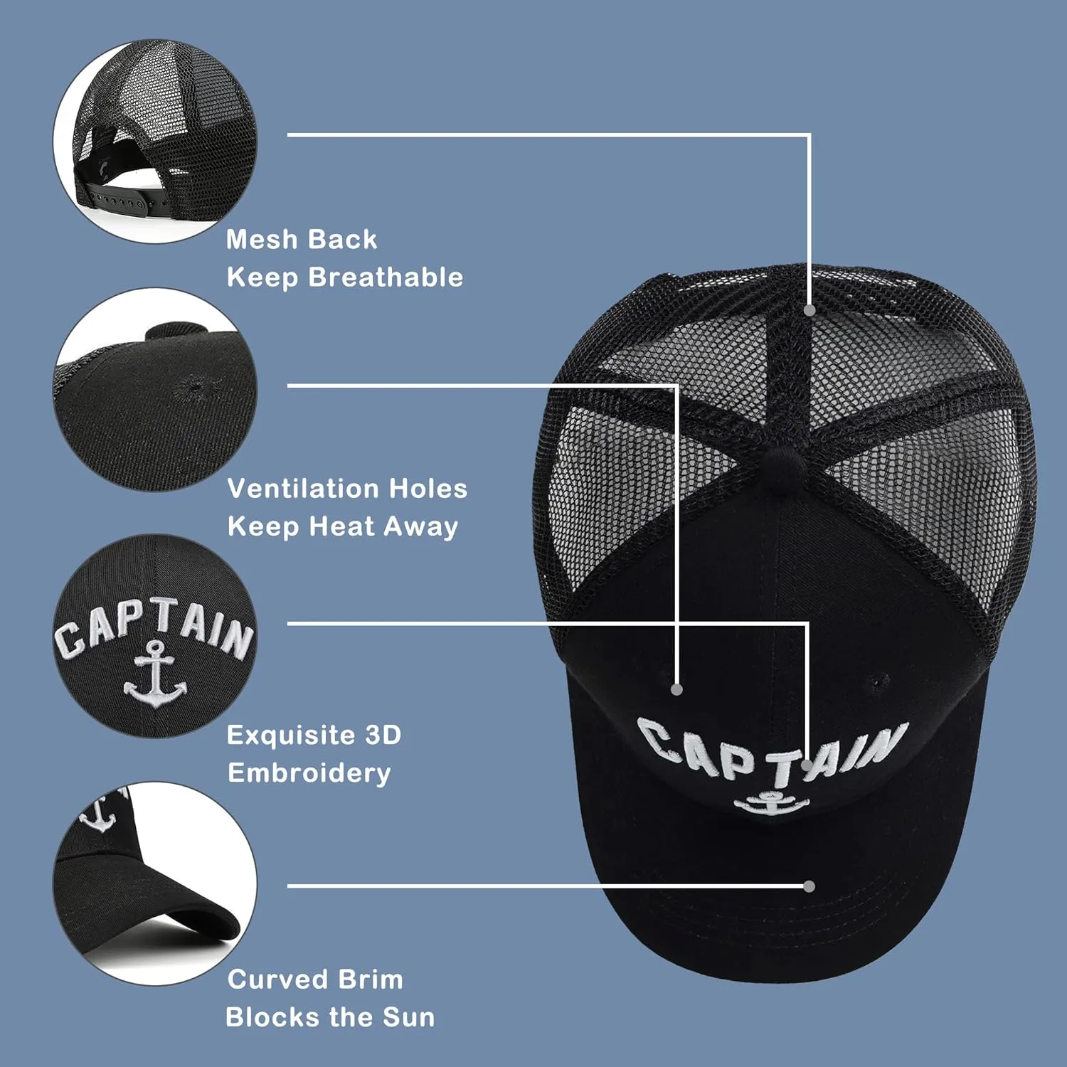 Outdoor Hat Captain Hats Hunting Hat Biggfoot Hat Mountain Baseball Cap Sailing Trucker Hat for Men Women