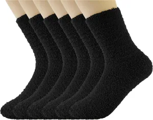 OVOV White Fuzzy Fluffy Warm Cozy Slipper Socks for Men - Soft Comfy Fleece Sleep Socks