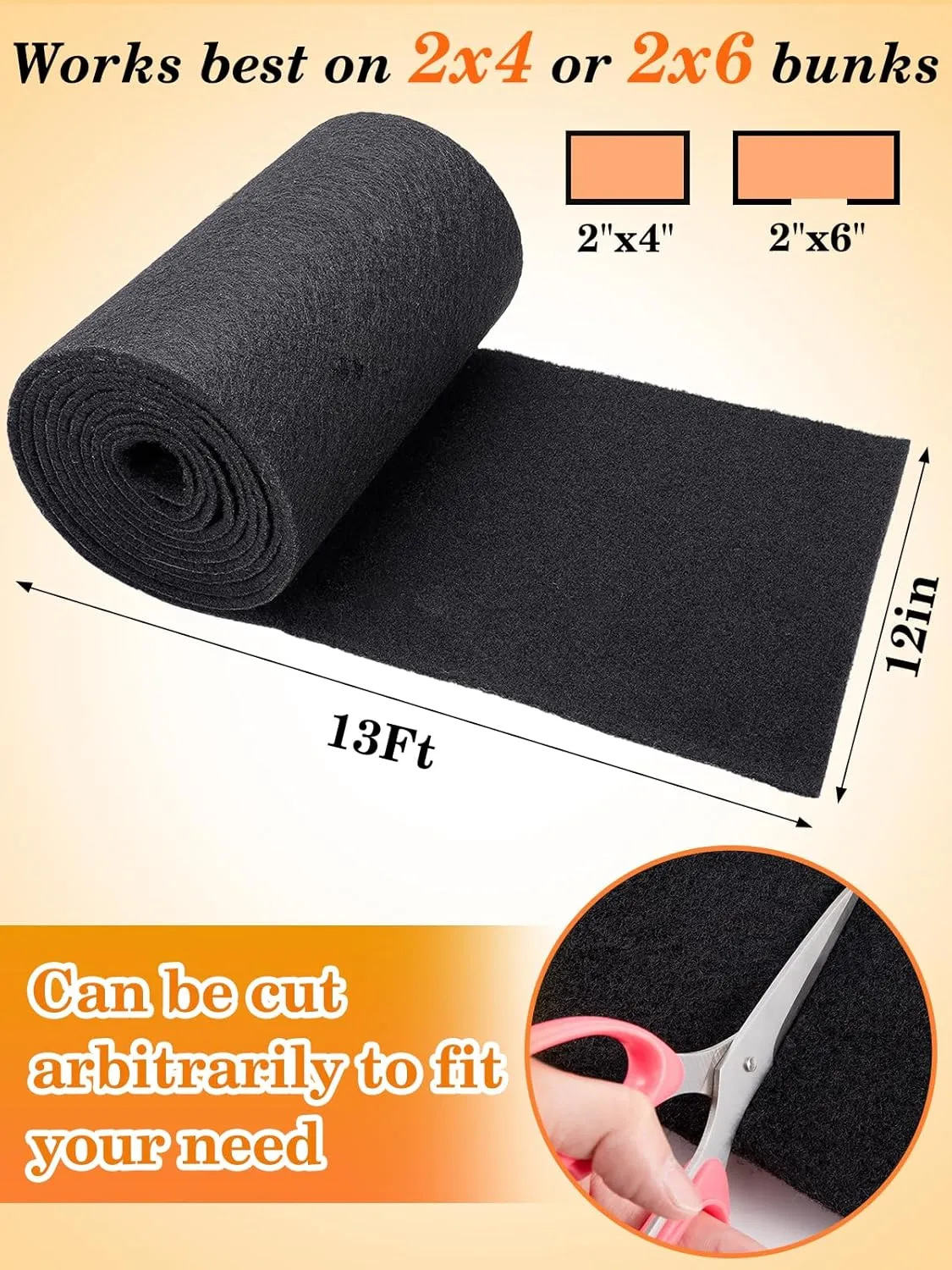 PAMASE Boat Trailer Bunk Carpet - 8mm Ultra Thick 13ft*12in Wear-Resistant Marine Carpeting Covers for 2x4 Boat Lift Bunks, Shock Absorption Padding Mats Parts Accessories for Jet Ski