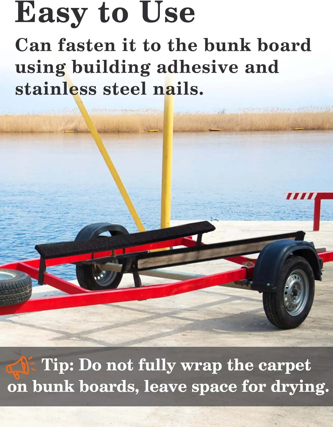 PAMASE Boat Trailer Bunk Carpet - 8mm Ultra Thick 13ft*12in Wear-Resistant Marine Carpeting Covers for 2x4 Boat Lift Bunks, Shock Absorption Padding Mats Parts Accessories for Jet Ski