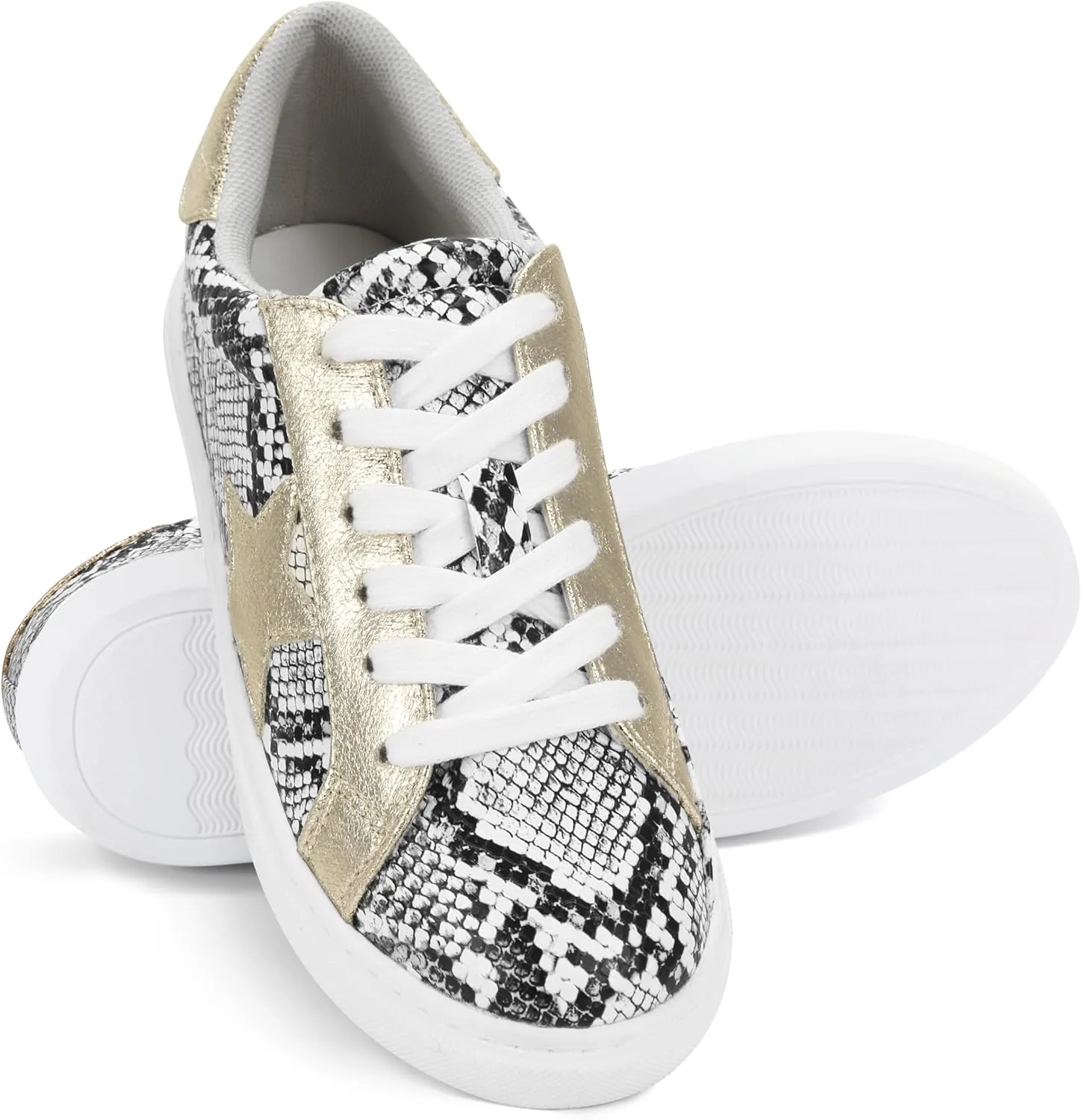 PARTY Women's Fashion Star Sneaker Lace Up Low Top Comfortable Cushioned Walking Shoes