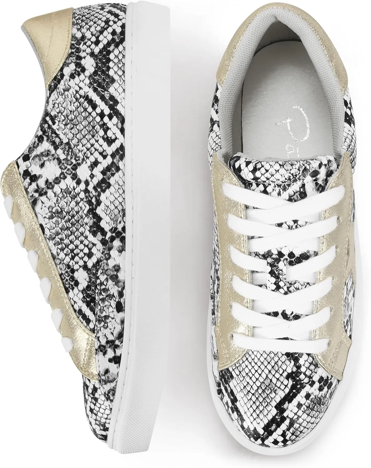 PARTY Women's Fashion Star Sneaker Lace Up Low Top Comfortable Cushioned Walking Shoes