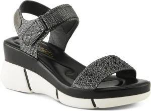 PATRIZIA Women's STRATOS Hook and Loop Wedge Sandals - Crystal Embellished, Adjustable Fit, Cushioned Footbed