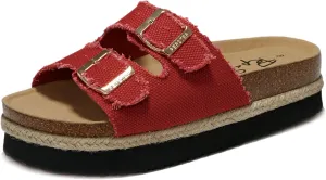 PepStep Slide Sandals for Women with Soft Cork Footbed and Strap, Ladies Fashion Platform Slide Sandals Comfortable Slip On Style