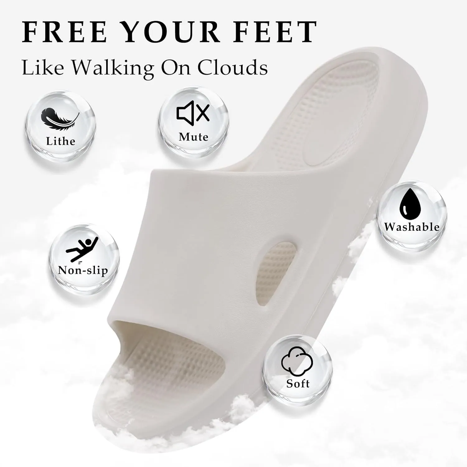 Pillow Slippers for Women and Men Indoor Cloud Sandals EVA Anti-Slip Slides Shoes Cushioned Thick Sole Shower Cloud Slippers Arch Support Men Sandals Super Soft House Pillow Slides