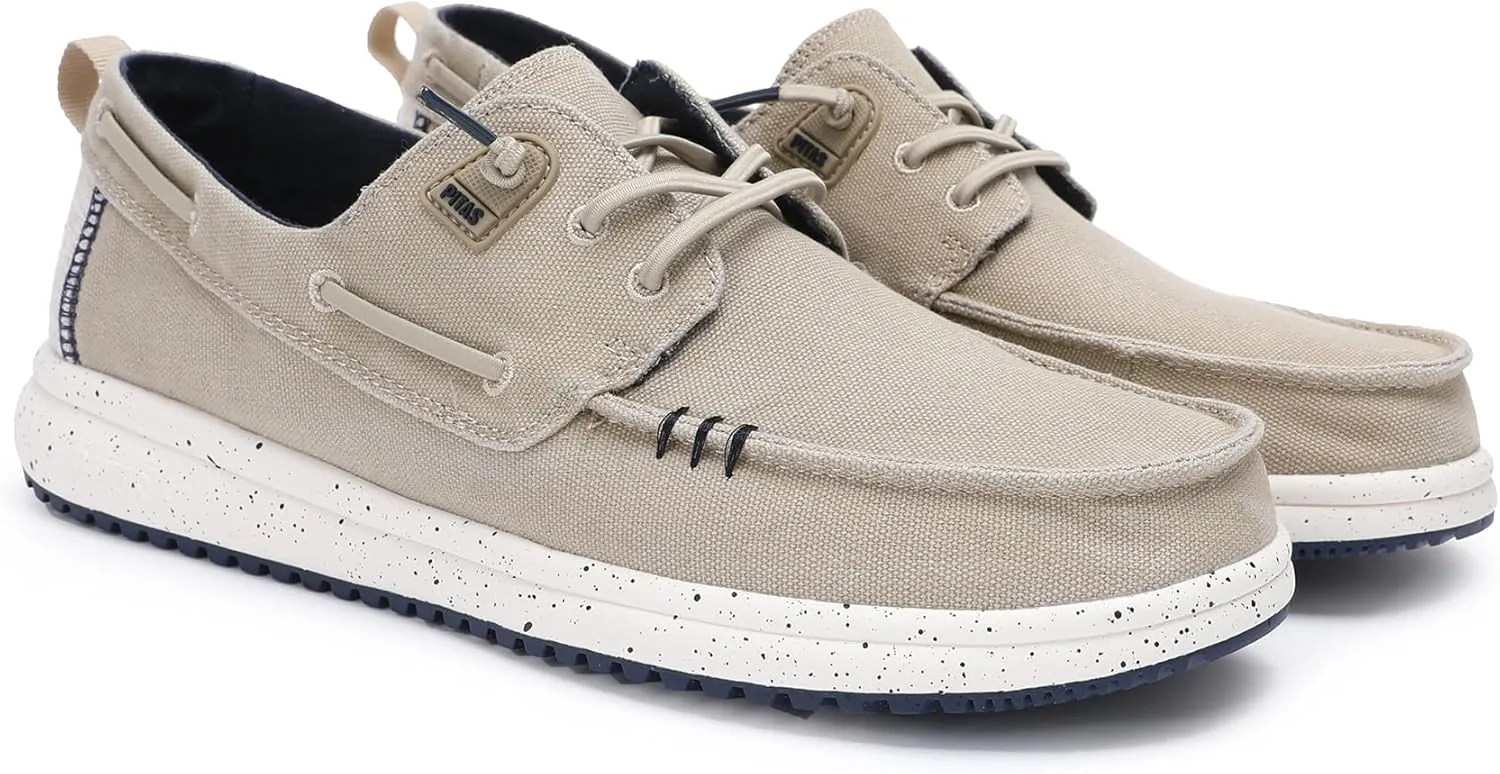 PITAS Men’s Byron Boat Shoes | Casual Slip-On Loafers for Men | Ultra Light & Comfortable Shoes | Beige