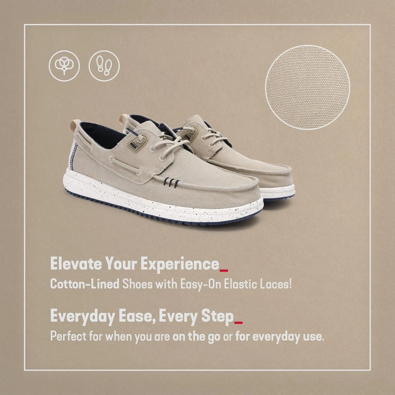 PITAS Men’s Byron Boat Shoes | Casual Slip-On Loafers for Men | Ultra Light & Comfortable Shoes | Beige
