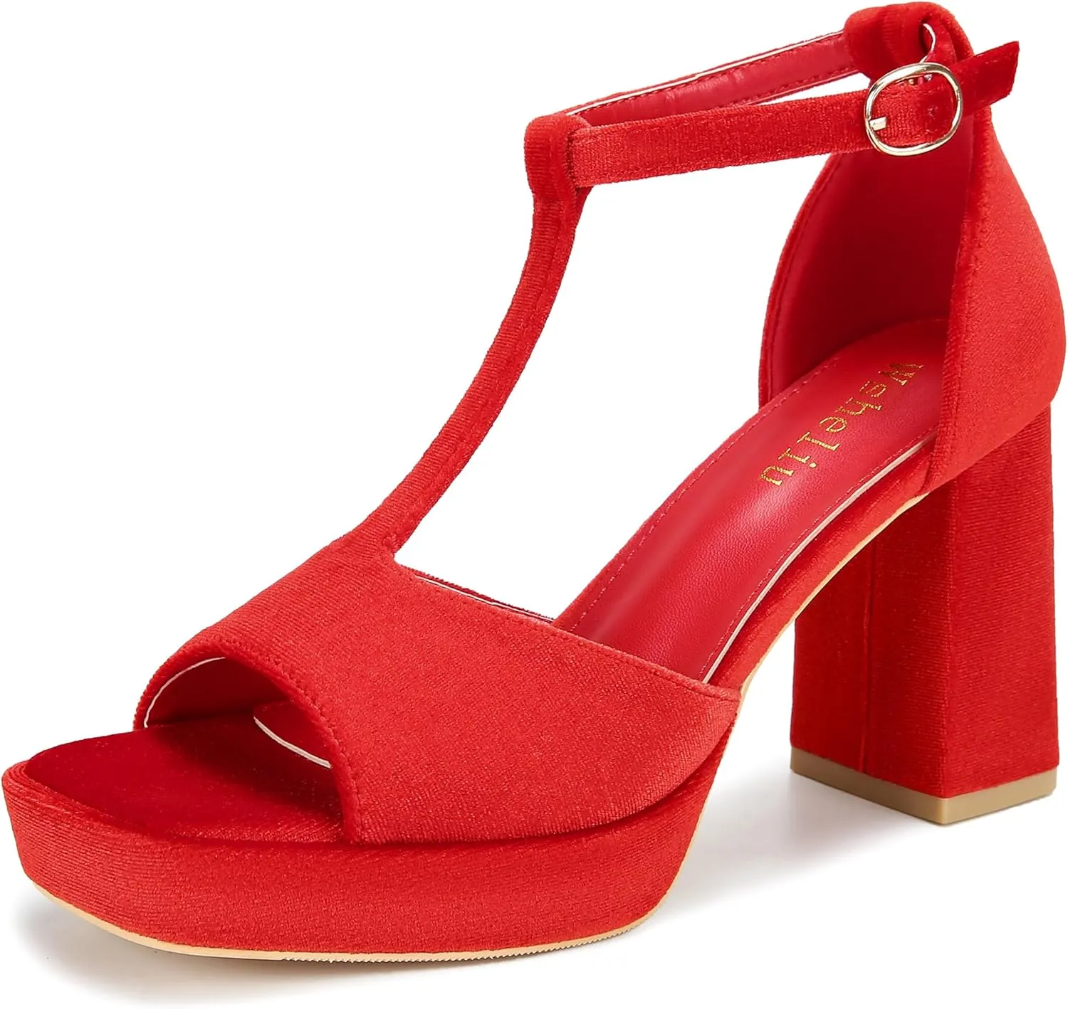 Platform Heels Chunky Heel Platform Sandals Block Heeled Square Open Toe Pumps Ankle Strap Prom Party Wedding Dress Shoes for Women