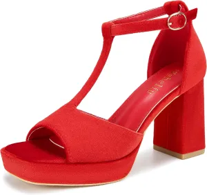Platform Heels Chunky Heel Platform Sandals Block Heeled Square Open Toe Pumps Ankle Strap Prom Party Wedding Dress Shoes for Women