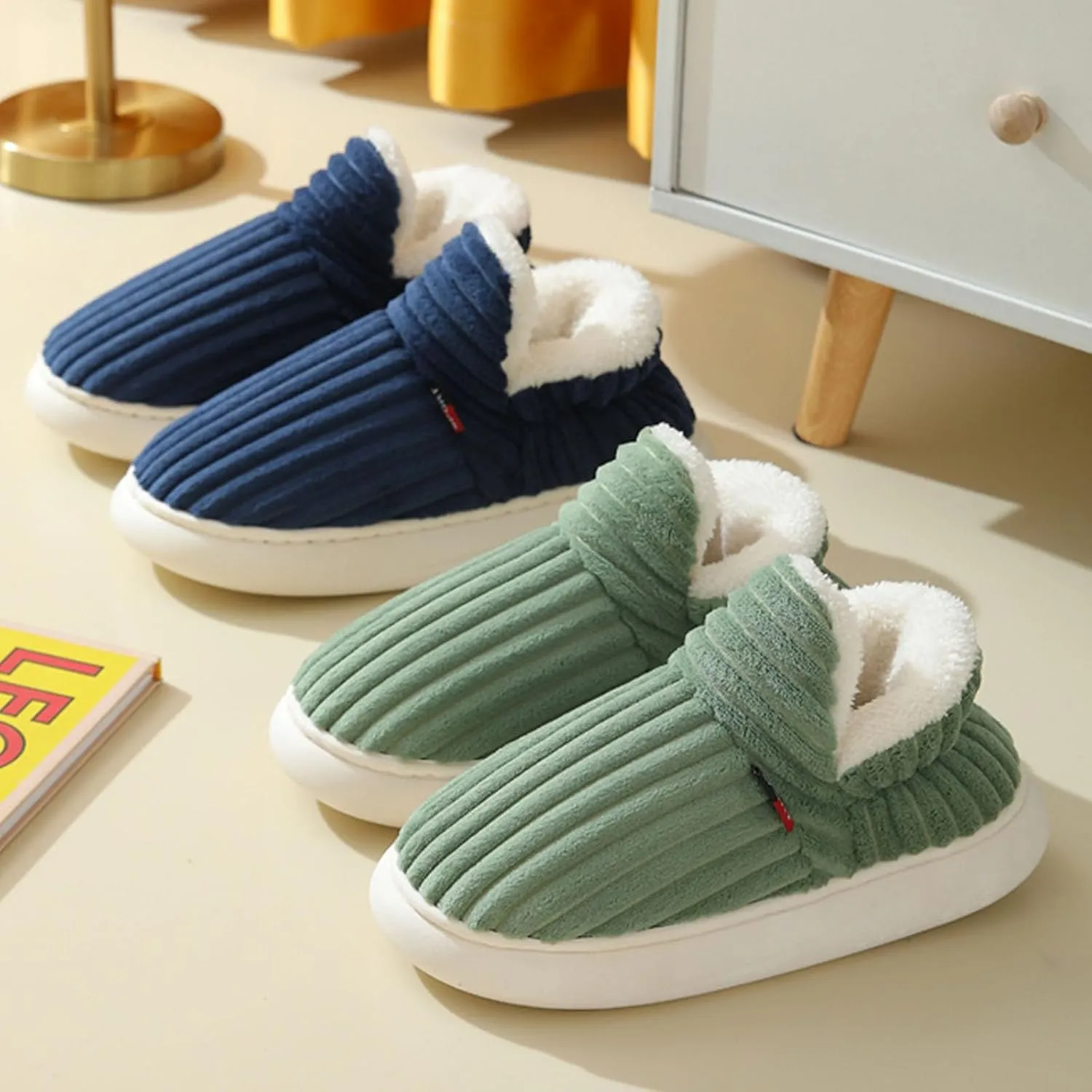 Pluffi Cozy Stylish Slipper, Pluffi Slipper Booties, Winter Fuzzy Warm Thick-Soled Plush House Cloud Slides Men Women