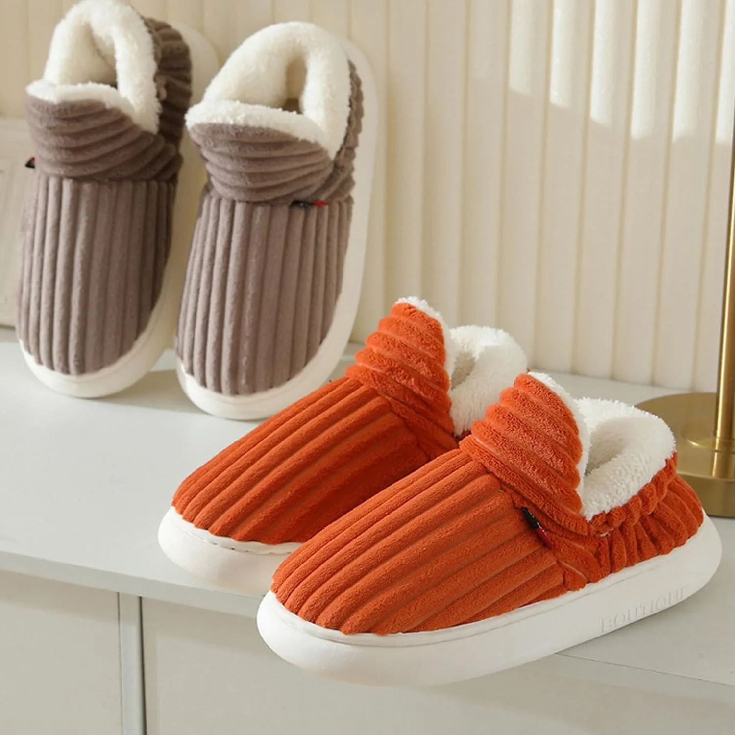 Pluffi Cozy Stylish Slipper, Pluffi Slipper Booties, Winter Fuzzy Warm Thick-Soled Plush House Cloud Slides Men Women