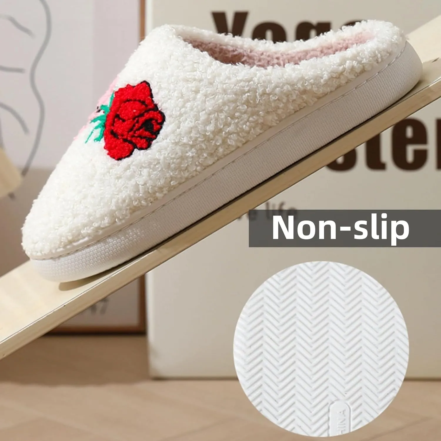 Plush Slippers Warm Slippers Couple Slippers Valentine's Day Slippers Comfy Slippers for Women Men Indoor House Soft Cozy Non-Slip Sole Shoes Bedroom Slippers Fuzzy Slippers Gift