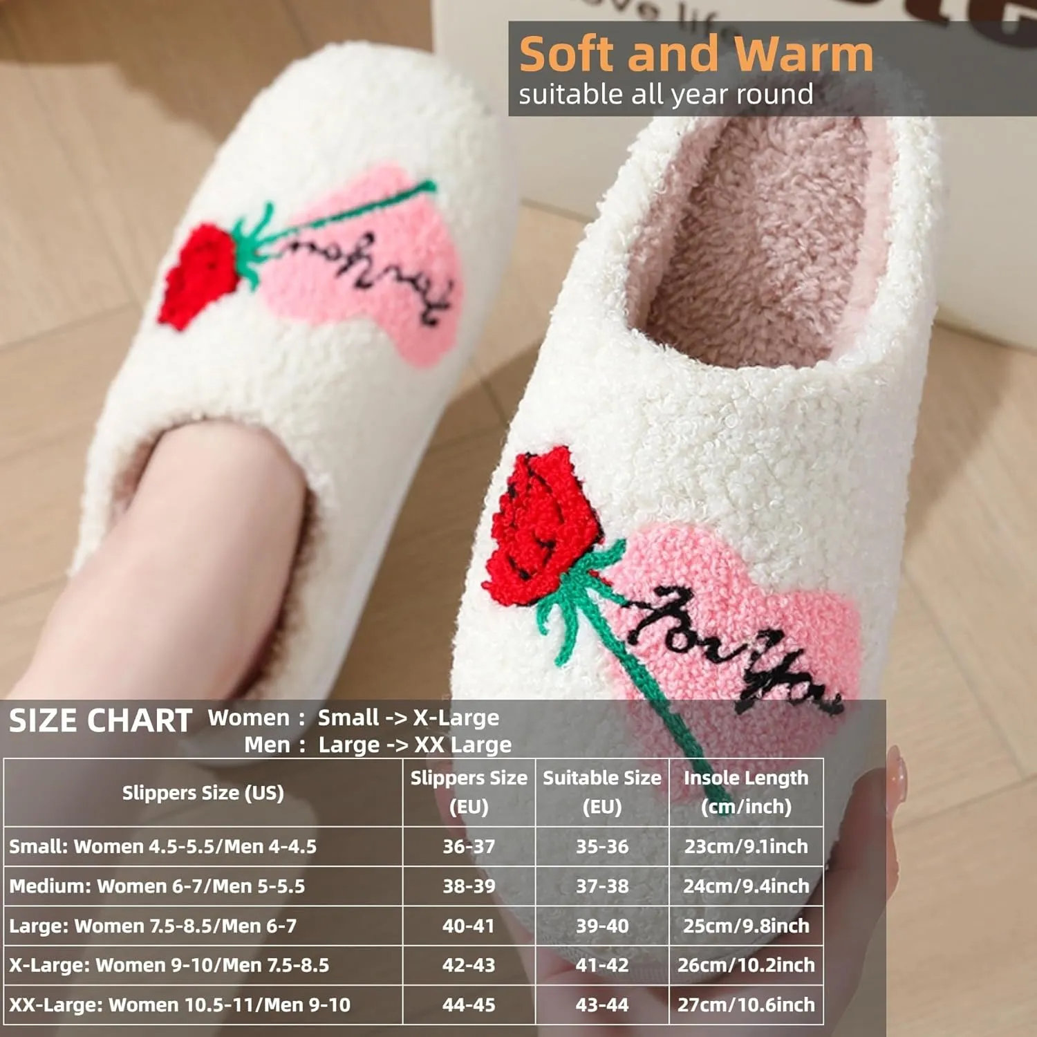 Plush Slippers Warm Slippers Couple Slippers Valentine's Day Slippers Comfy Slippers for Women Men Indoor House Soft Cozy Non-Slip Sole Shoes Bedroom Slippers Fuzzy Slippers Gift