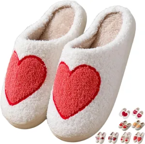 Plush Slippers Warm Slippers Couple Slippers Valentine's Day Slippers Comfy Slippers for Women Men Indoor House Soft Cozy Non-Slip Sole Shoes Bedroom Slippers Fuzzy Slippers Gift