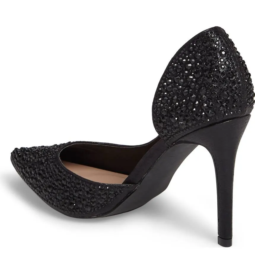 Pointy Black Dorsay Lauren Pumps First-come-first-served Rhinestone Lorraine Wide assortment Dress Half Ruby Embellished