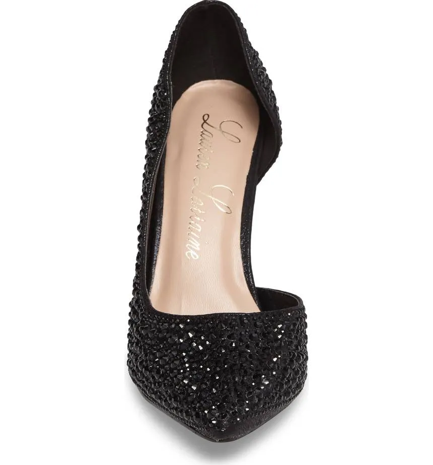 Pointy Black Dorsay Lauren Pumps First-come-first-served Rhinestone Lorraine Wide assortment Dress Half Ruby Embellished
