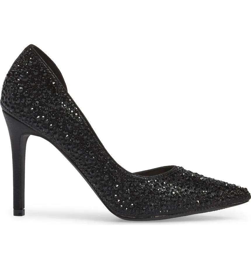 Pointy Black Dorsay Lauren Pumps First-come-first-served Rhinestone Lorraine Wide assortment Dress Half Ruby Embellished