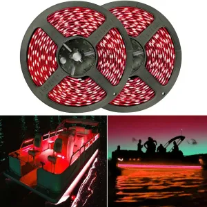 Pontoon Boat Light, Marine Led Light Strip for Duck Jon Bass Boat Sailboat Kayak Flex Lighting for Boat Deck Light Accent Light Courtesy Interior Lights Fishing Night, Red, 12v