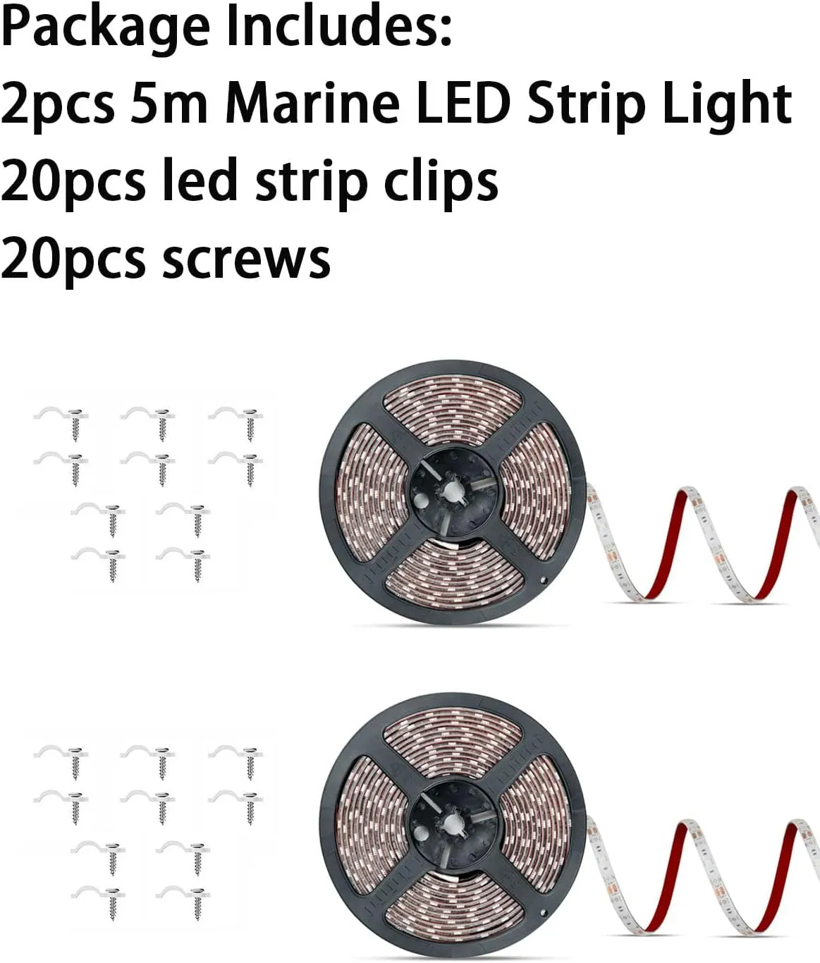 Pontoon Boat Light, Marine Led Light Strip for Duck Jon Bass Boat Sailboat Kayak Flex Lighting for Boat Deck Light Accent Light Courtesy Interior Lights Fishing Night, Red, 12v