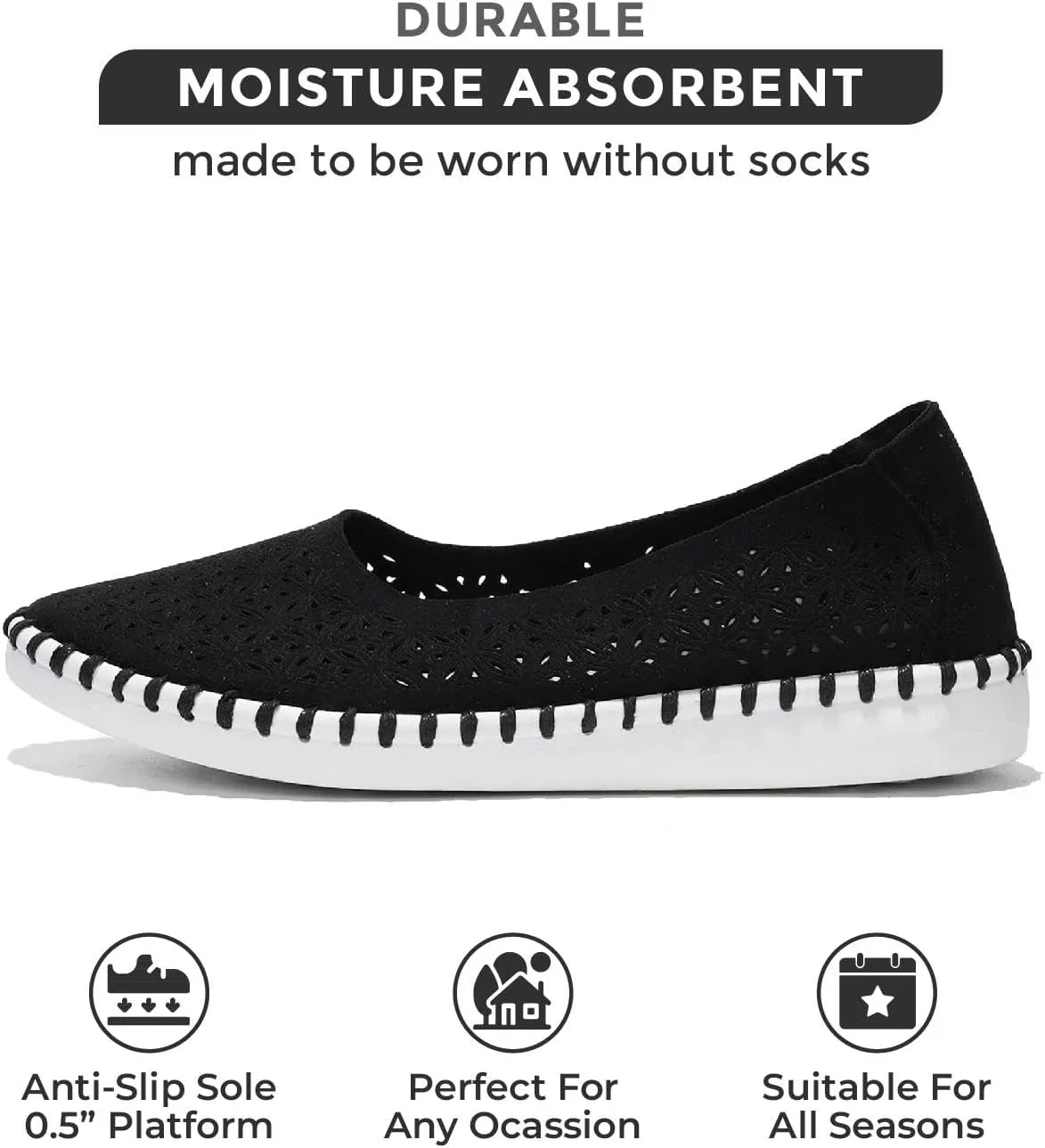 Project Cloud Flats for Women Footwear, Memory Foam & Flexible Outsole Loafers for Women's Fashion Sneakers - Womens Shoes, Sockless Wear Machine Wash Shoes for Women (Petunia)
