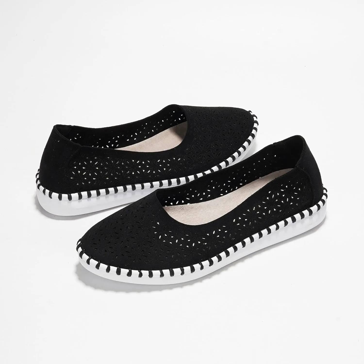 Project Cloud Flats for Women Footwear, Memory Foam & Flexible Outsole Loafers for Women's Fashion Sneakers - Womens Shoes, Sockless Wear Machine Wash Shoes for Women (Petunia)