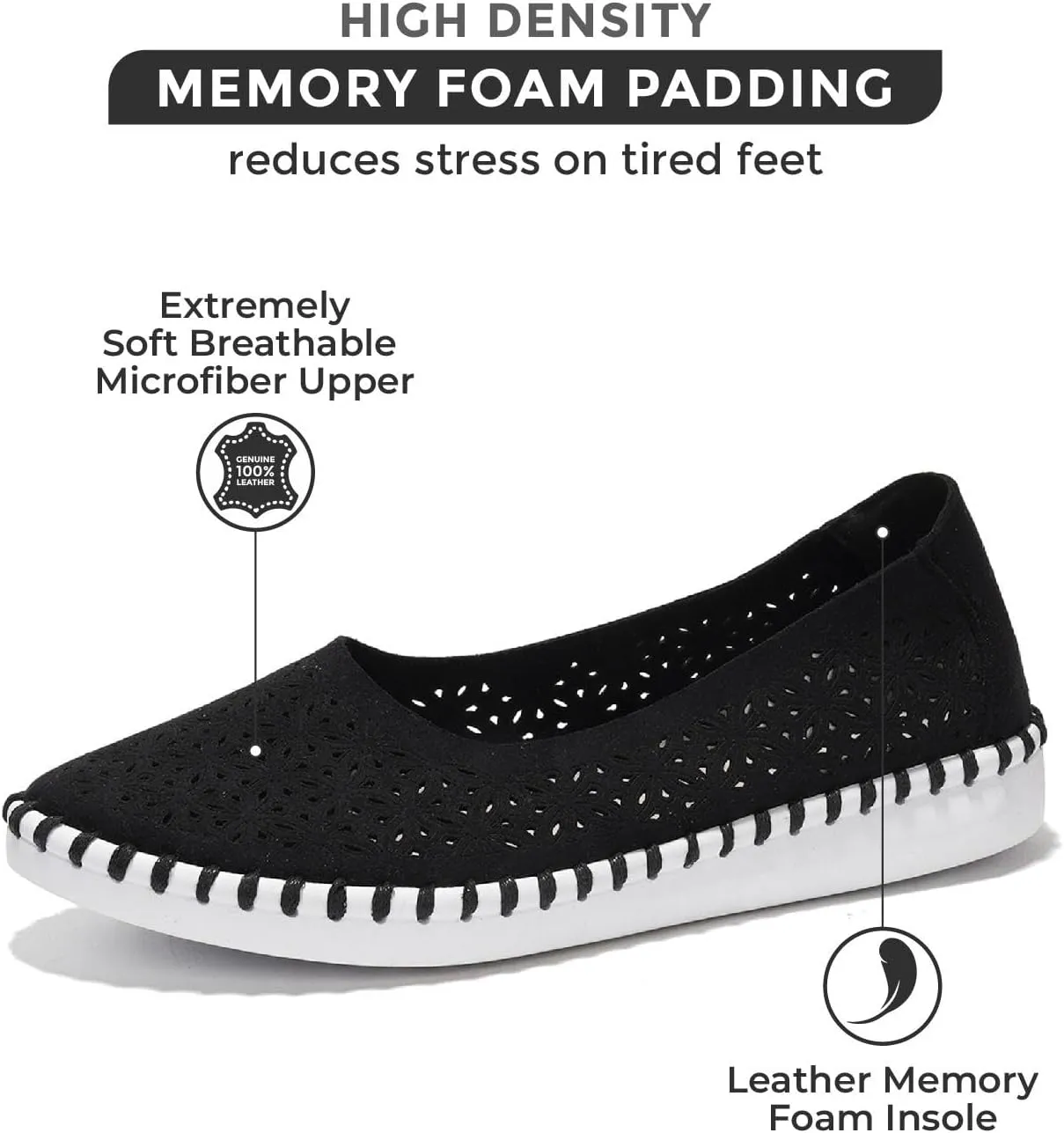 Project Cloud Flats for Women Footwear, Memory Foam & Flexible Outsole Loafers for Women's Fashion Sneakers - Womens Shoes, Sockless Wear Machine Wash Shoes for Women (Petunia)