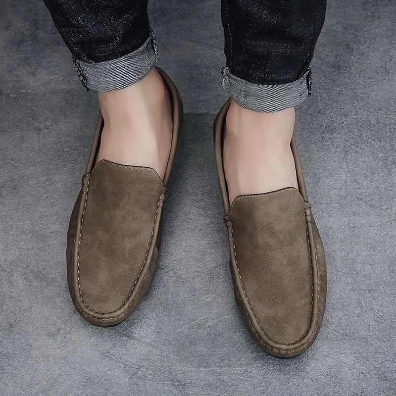 Prom Loafers for Mens Suede Vamp Working Round Toe Non Slip Block Heel Anti-Slip Slip Resistant Uniform Slip On