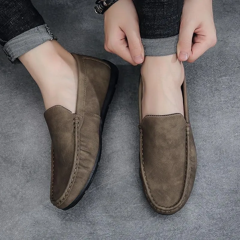 Prom Loafers for Mens Suede Vamp Working Round Toe Non Slip Block Heel Anti-Slip Slip Resistant Uniform Slip On