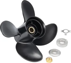 Propeller 10.3X13 Pitch 4 Blades RH 13 Spline Tooth with Hub Kit for Mercury Spitfire Outboard 25 30 35 40 45 48 50 55 60 70 HP Boat Motor Engine Parts Aluminum Prop 48-8M8026630