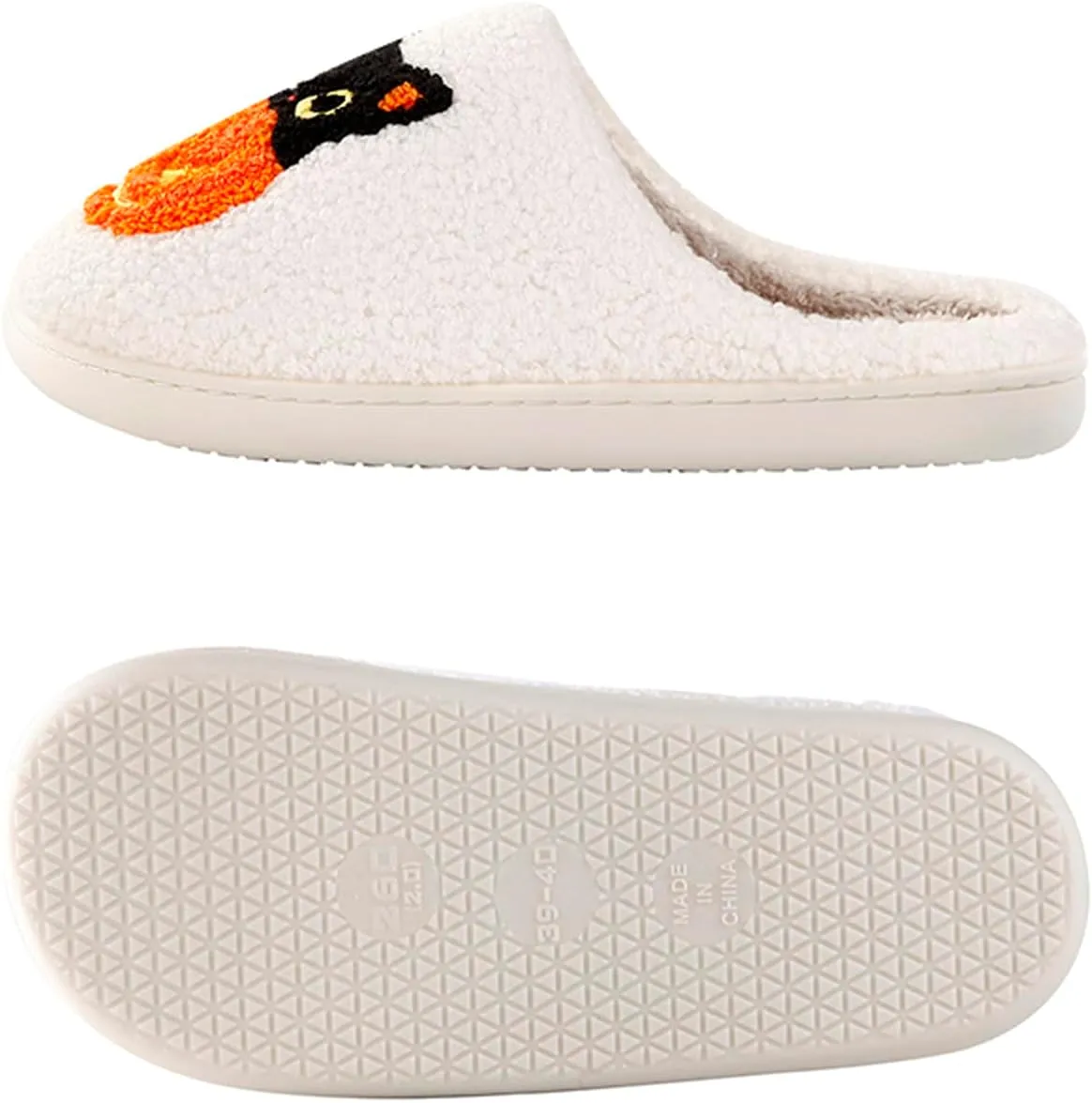 Pumpkin Halloween Slippers for Women Men Memory Foam Cozy Plush Slippers Couple Indoor Hous Slippers