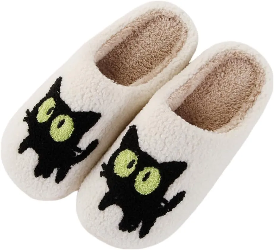 Pumpkin Halloween Slippers for Women Men Memory Foam Cozy Plush Slippers Couple Indoor Hous Slippers