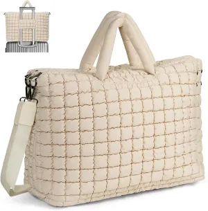 Quilted Duffle Bag for Travel, Large Puffer Duffel Weekender Bags Soft Gym Tote, Big Puffy Carry on Luggage Overnight