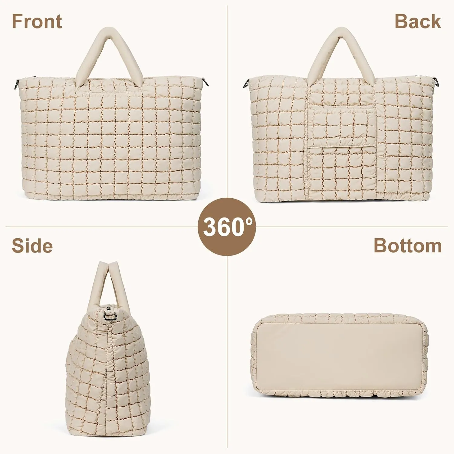 Quilted Duffle Bag for Travel, Large Puffer Duffel Weekender Bags Soft Gym Tote, Big Puffy Carry on Luggage Overnight