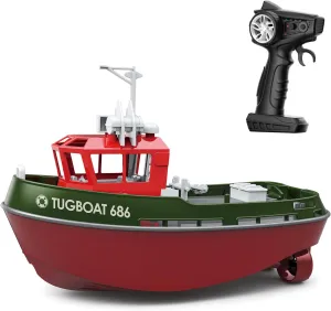 RC Boat 1/72 RC Tugboat for Kids and Adults, High Speed Remote Control Boat for Pools & Lakes, 2.4GHz Electric Tugboats Water Toys with Low Battery Reminder for Boys and Girls (Green), TX686
