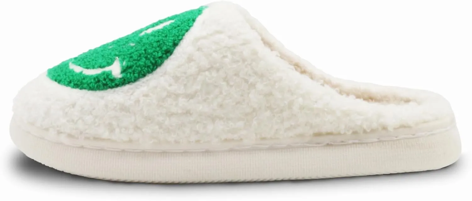 Retro Fuzzy Face Slippers for Women Men, Lightweight Slip-on Soft Fluffy Warm Couple Style Casual Cute Cozy Indoor Outdoor House Memory Foam Happy Face Slippers
