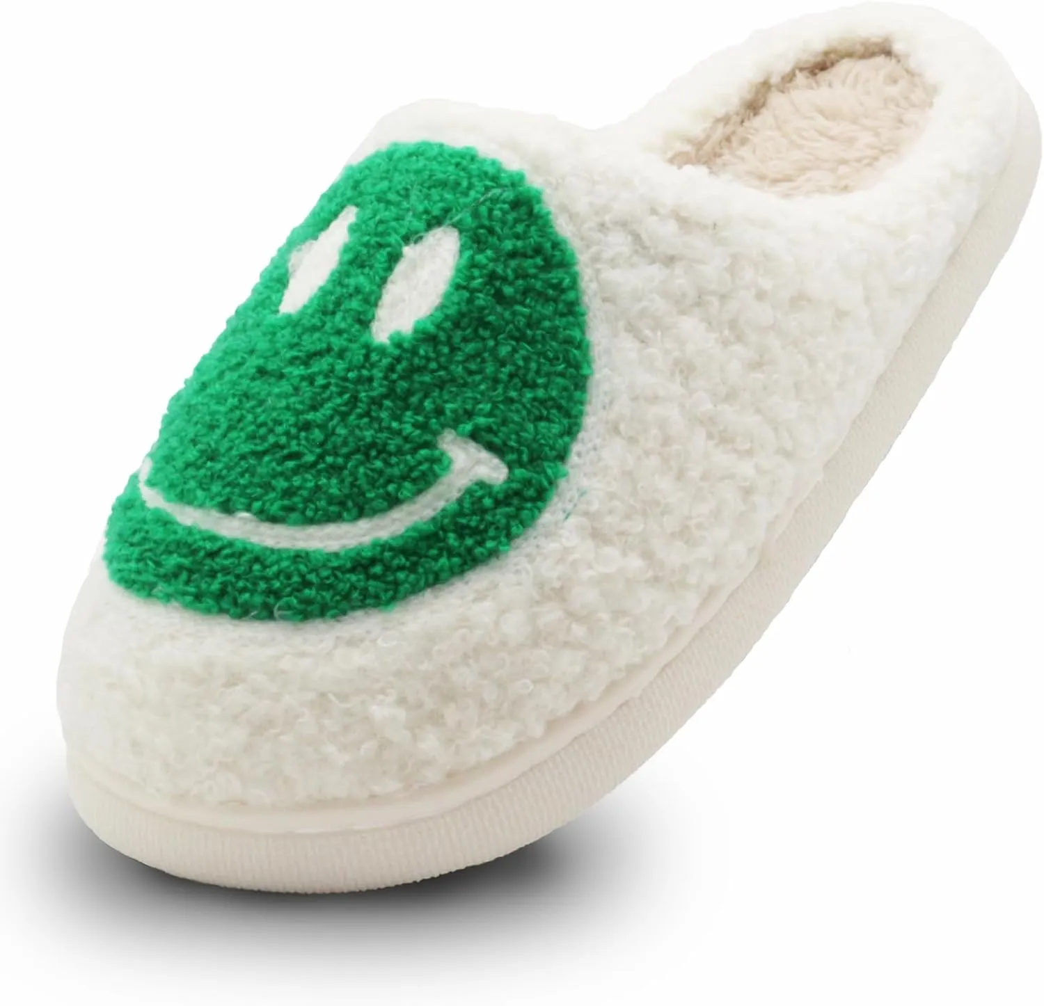 Retro Fuzzy Face Slippers for Women Men, Lightweight Slip-on Soft Fluffy Warm Couple Style Casual Cute Cozy Indoor Outdoor House Memory Foam Happy Face Slippers