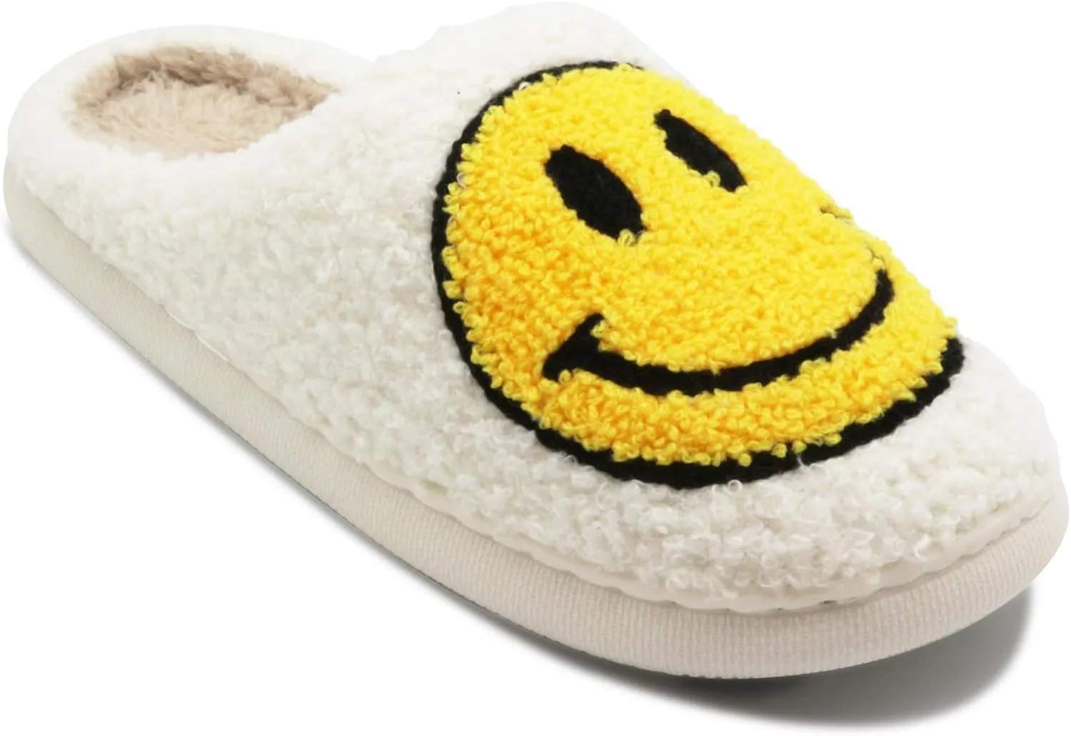 Retro Fuzzy Face Slippers for Women Men, Lightweight Slip-on Soft Fluffy Warm Couple Style Casual Cute Cozy Indoor Outdoor House Memory Foam Happy Face Slippers