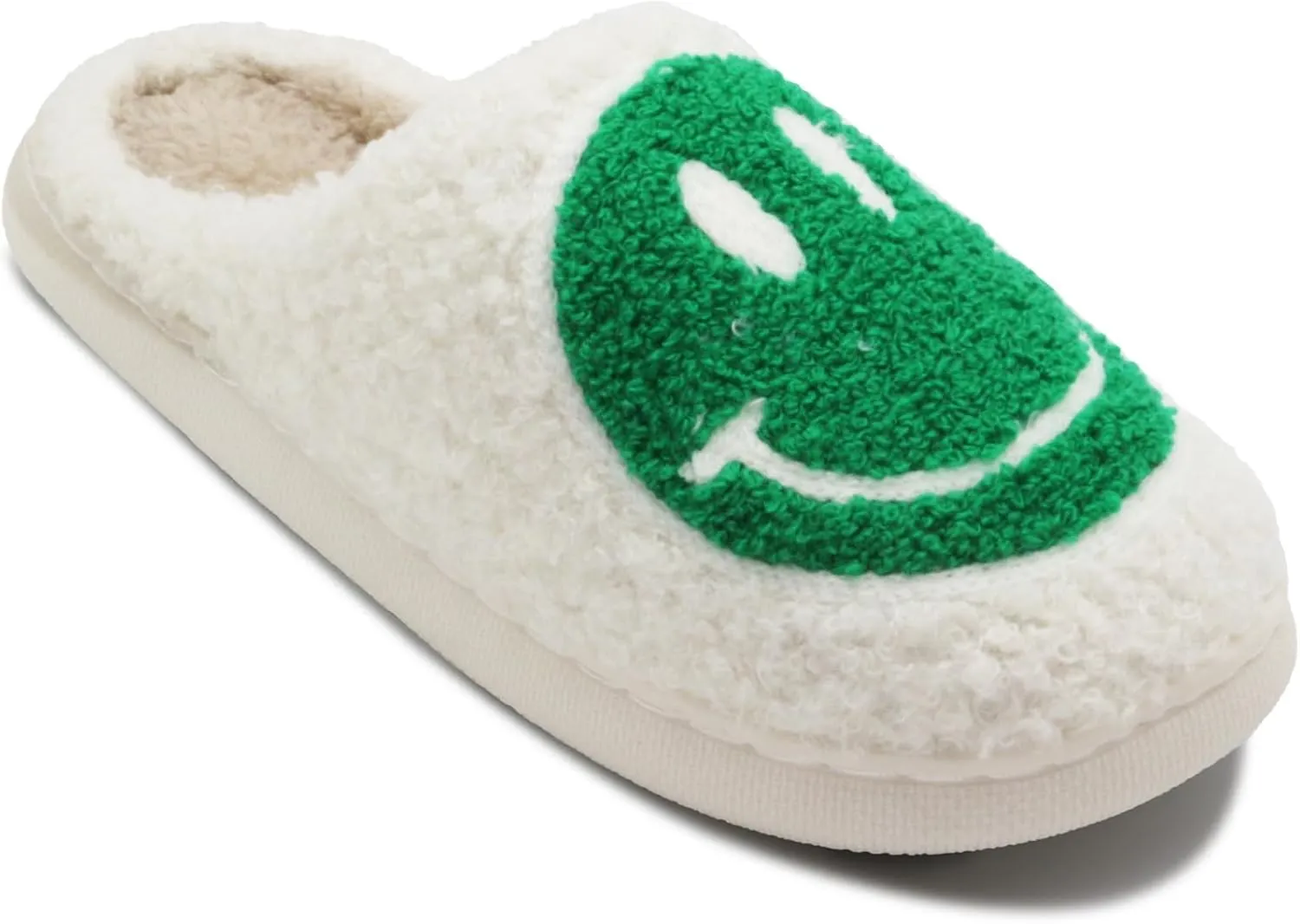 Retro Fuzzy Face Slippers for Women Men, Lightweight Slip-on Soft Fluffy Warm Couple Style Casual Cute Cozy Indoor Outdoor House Memory Foam Happy Face Slippers