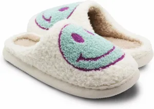 Retro Fuzzy Face Slippers for Women Men, Lightweight Slip-on Soft Fluffy Warm Couple Style Casual Cute Cozy Indoor Outdoor House Memory Foam Happy Face Slippers