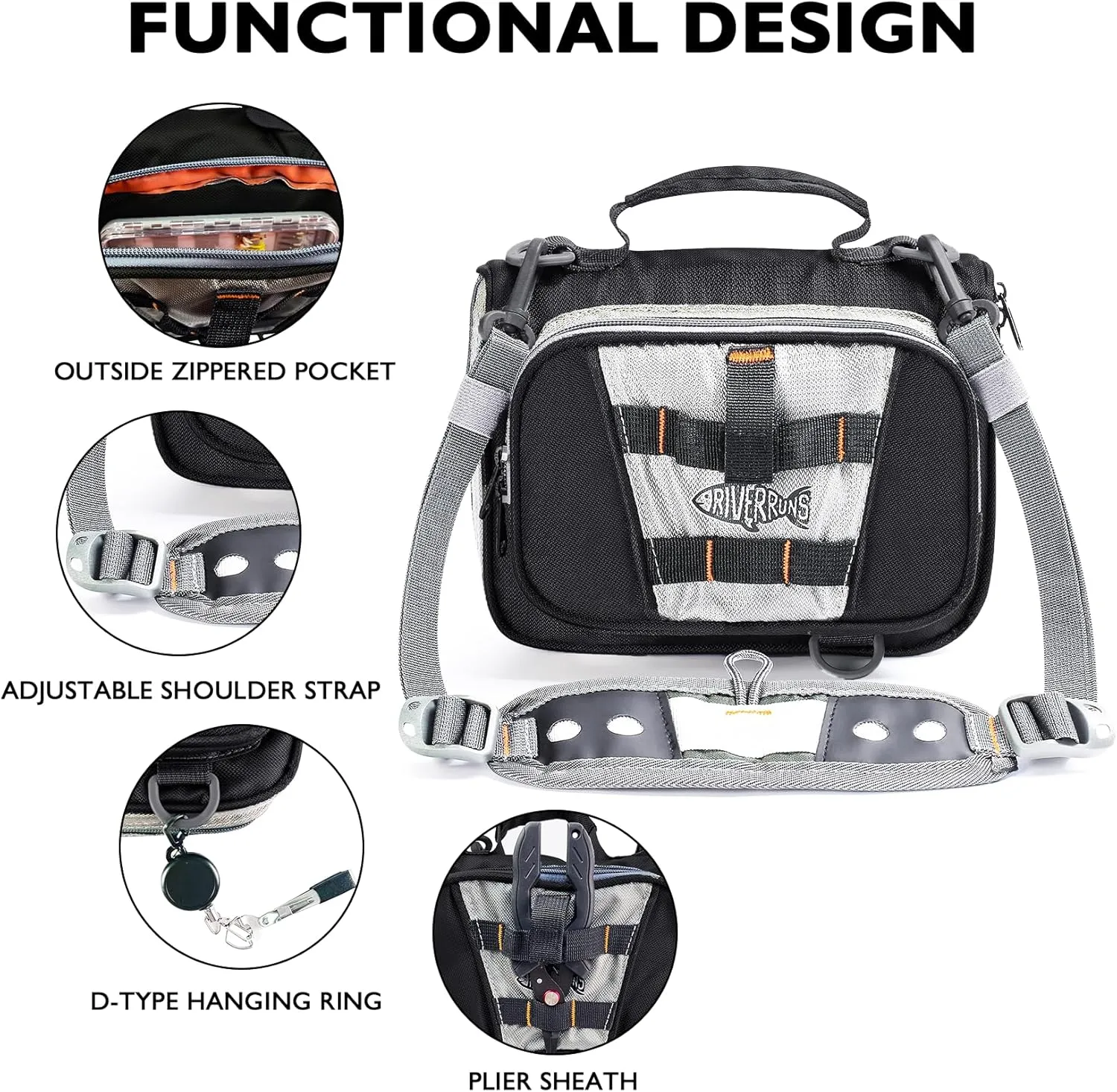 Riverruns Lure Bag Utility Binder Tackle Bag - 10 Pocket PVC Protective Cover Durable Fishing Gear，Durable Zippers，Built-In Handle and Detachable Shoulder Strap