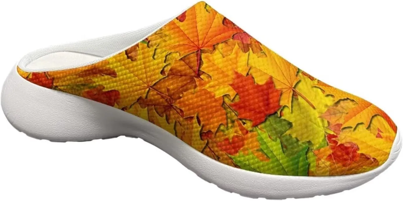Rnyleeg Women's Arch Support Clogs Garden Shoes Slip-on Outdoor Beach Slippers Fall Thanksgiving Theme Home Clog Slippers
