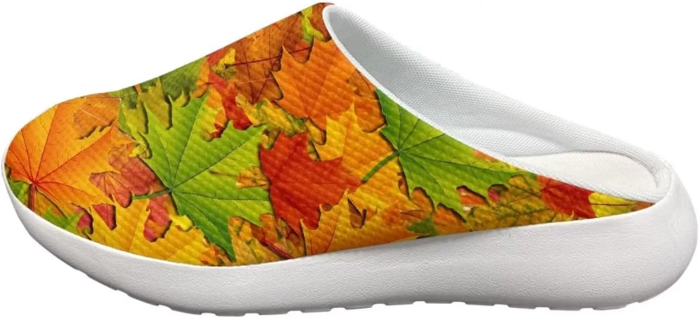 Rnyleeg Women's Arch Support Clogs Garden Shoes Slip-on Outdoor Beach Slippers Fall Thanksgiving Theme Home Clog Slippers