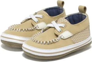 Robeez First Kicks Baby Boy and Unisex Shoes and Sandals for Infant/Toddlers - Skipper Tan - 0-3 Months