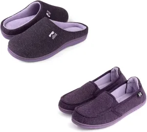 RockDove Set of 2 Pairs - US Size 10, Women's Original Two-Tone Memory Foam Slipper (Eggplant) Women's Two-Tone Hoodback Slipper with Removable Insole (Eggplant)