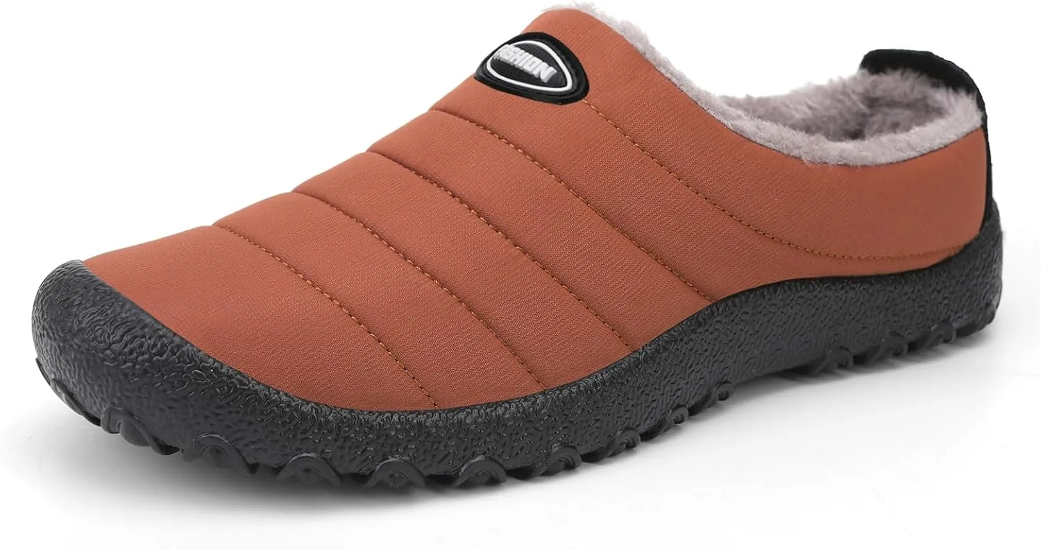Rojeam Mens Womens Winter Warm Slippers Fur Lined House Shoes Non-Slip for Indoor Outdoor