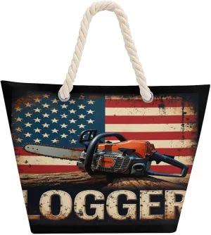 Rope Bag Women Men Beach Tote Bag with Hemp Rope Handle Top Zipper Boat Bag Large Capacity Handbag