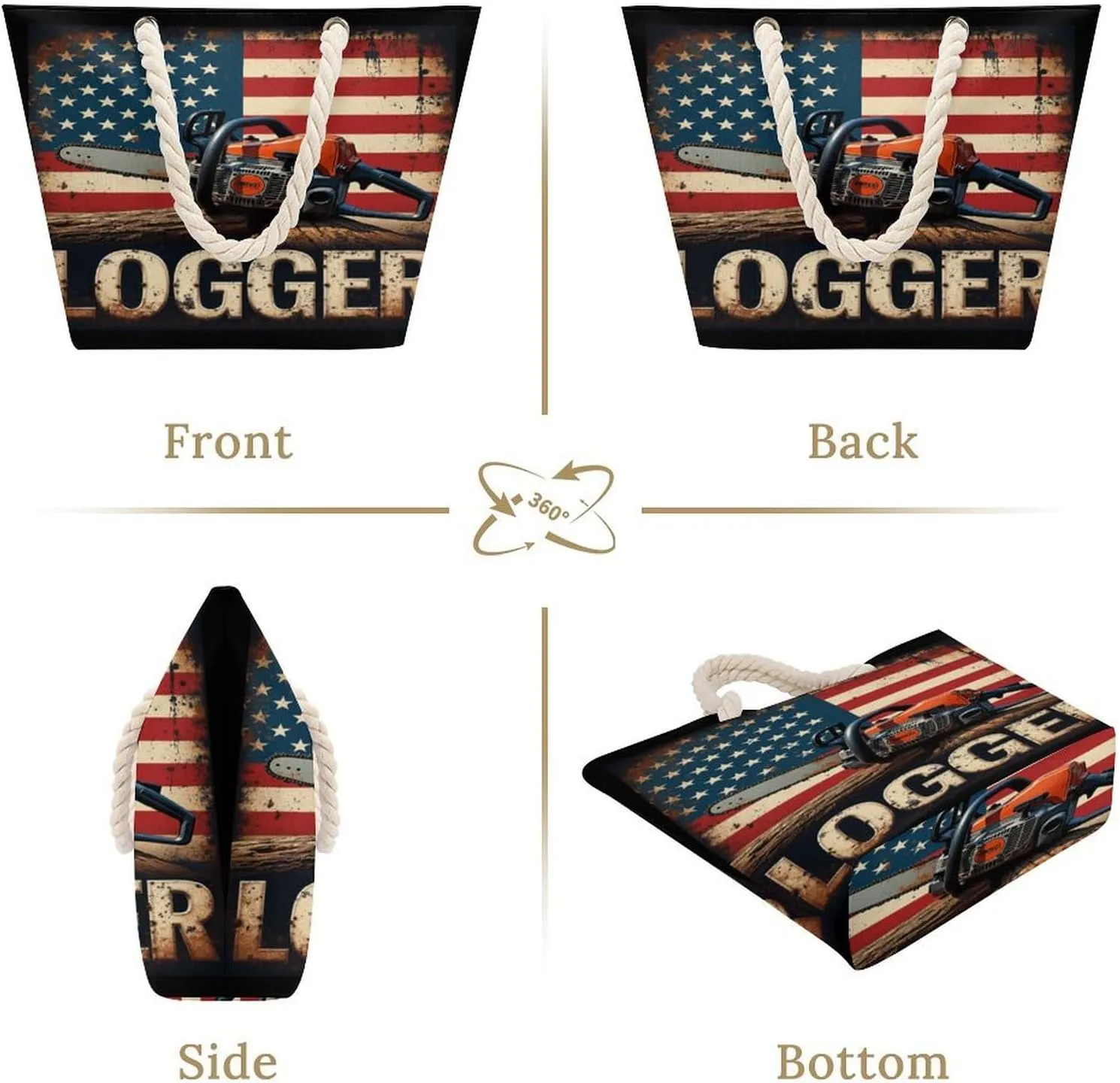 Rope Bag Women Men Beach Tote Bag with Hemp Rope Handle Top Zipper Boat Bag Large Capacity Handbag