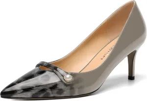 ROSERWISH Womens Sexy Patent Pointed Toe Slip On Evening Wedding Stiletto Mid Heel Pumps Dress Shoes 2.5 Inch
