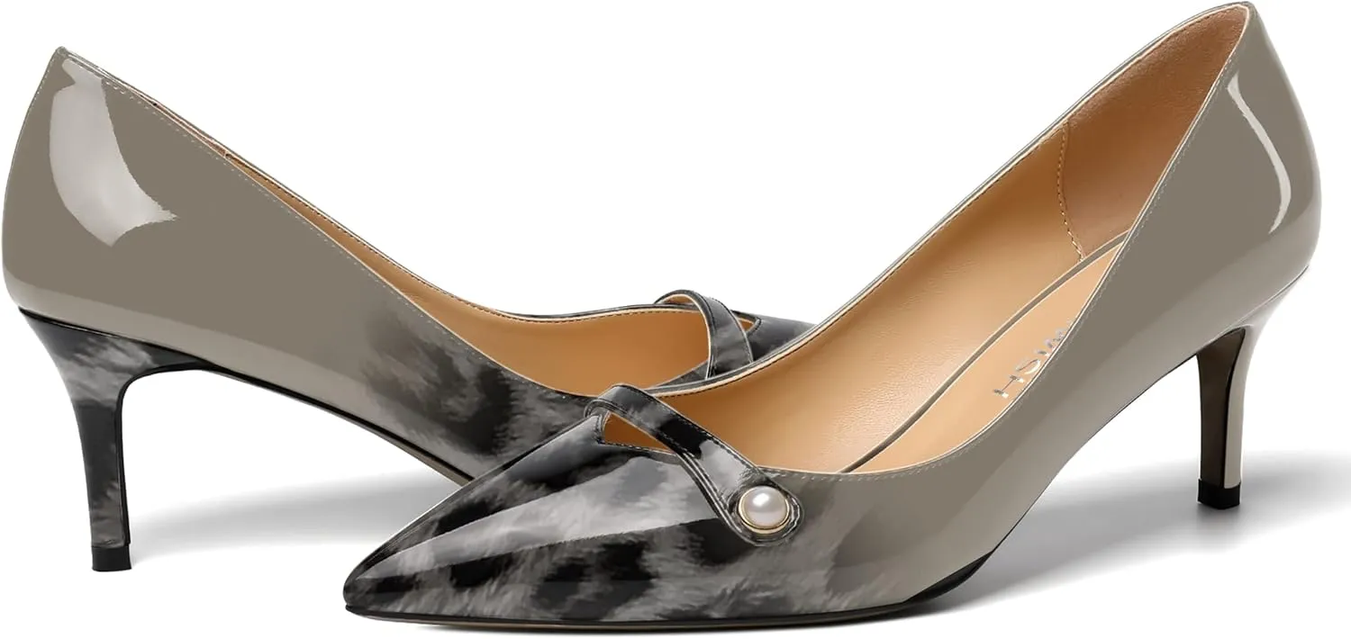ROSERWISH Womens Sexy Patent Pointed Toe Slip On Evening Wedding Stiletto Mid Heel Pumps Dress Shoes 2.5 Inch